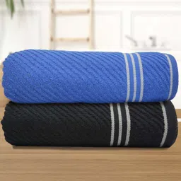 Aura Blue & Navy Blue 2 Cotton 400 GSM Bath Towel-image-20