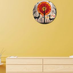 THE QUIRKY HOME White & Red Sunset Deer Forest Printed Ceramic Decorative Wall Decor-picture-25