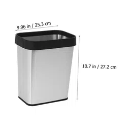 Amosfun Rectangular Trash Can Rubbish Bucket Kids Room Decor Trash Bin Waste Container Waste Paper Basket Waste Bin Trash Can Dispenser Trash Holder Trash Rack Car Office Stainless Steel image 3