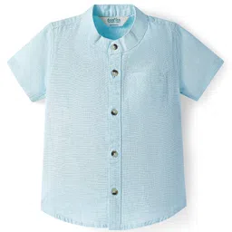 Bonfino 100% Cotton Woven Half Sleeves Mandarin Collar Solid Shirt - Light Blue-picture-24