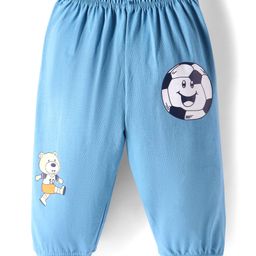 Tango Single Jersey Knit Full Length Lounge Pant with Sport Theme Print - Blue-picture-15