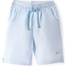 kookie kids india Kookie Kids Cotton Woven Striped Shorts - Light Blue-picture-34