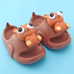 Oh! Pair Slip On Clogs with Bear Applique - Coffee image 2