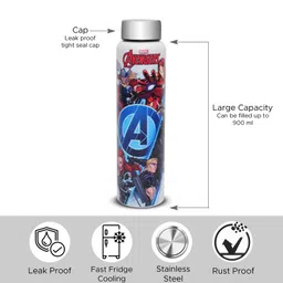 Jaypee Plus Galaxy prime Stainless Steel Water Bottle Pack of 2 |Marvel Avengers Kids water bottle - 980 ml each image 2