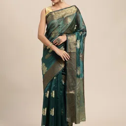 KIMISHA Woven Design Zari Organza Kanjeevaram Saree-picture-12