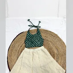 BAESD Girls Printed Halter Neck Top With Self Design Skirt Clothing Set image 4