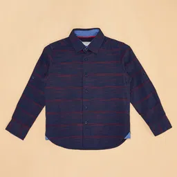 Pantaloons Junior Full Sleeves Striped Shirt - Navy Blue image 4