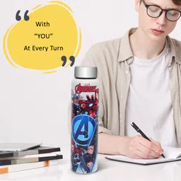 Jaypee Plus Galaxy prime Stainless Steel Water Bottle Pack of 2 |Marvel Avengers Kids water bottle - 980 ml each image 5
