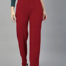 Dream Beauty Fashion Women Straight Fit High-Rise Easy Wash Pleated Trouser-image-71