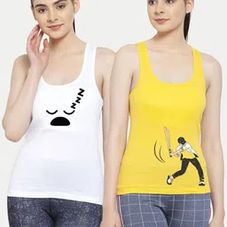 Friskers Pack Of 2 White & Yellow Tank Tops image 1