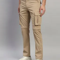 Cantabil Khaki Regular Fit Solid Cargos image 4