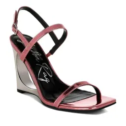 London Rag Women's Pink Back Strap Wedges-picture-37