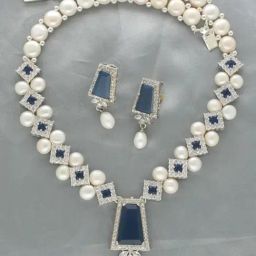 Sri Jagdamba Pearls Elegance Pearl Necklace & Earrings Set-picture-3