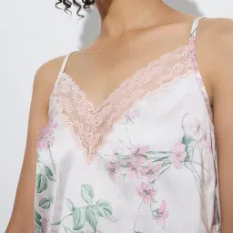 Wunderlove by Westside Light Pink Floral Design Satin Camisole image 4