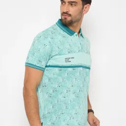 Duke Blue Blended Slim Fit Self Designed Polo T-Shirt image 4