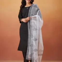 Fabindia Natural Cotton Silk Hand Block Printed Dupatta-picture-15