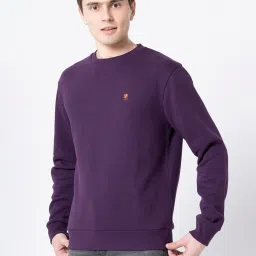 Red Tape Purple Regular Fit Solid Sweatshirt image 4