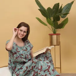 Sweet Dreams Aqua Blue Cotton Printed Nighty image 4