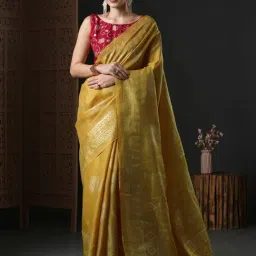 Saree Mall Yellow Printed Saree With Unstitched Blouse-image-46