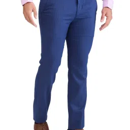 Park Avenue Blue Super Slim Fit Texture Trousers image 4