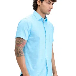 Colorplus Blue Tailored Fit Texture Shirt image 4