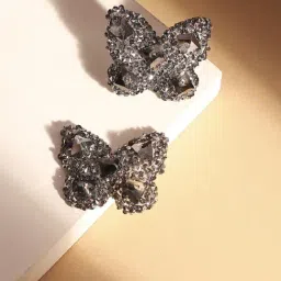 Sohi Women's Embellished Cluster Butterfly Stud Earrings  Silver-picture-22