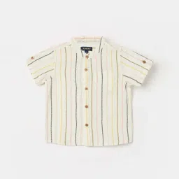 Juniors by Lifestyle Off White Striped Regular Fit Shirt-image-65