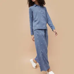 Fame Forever By Lifestyle Blue Cotton Regular Fit Printed Trousers image 4