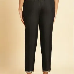 W Black Regular Fit Embroidered Kurta Set image 5