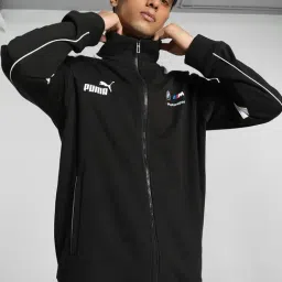 Puma BMW M Motorsport MT7+ Black Cotton Regular Fit Self Pattern Sports Jacket-image-12
