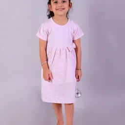 The Mom Store Girls Pink Cotton Printed Casual Dress-picture-44
