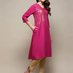 Biba Fuschia A-Line Printed Kurta image 4