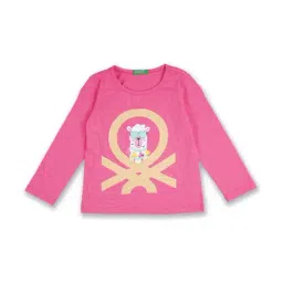 United Colors of Benetton Kids Pink Cotton Printed T-Shirt-picture-31