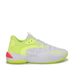 Puma Men's Court Rider 2.0 Glow Stick White & Green Basketball Shoes-picture-11