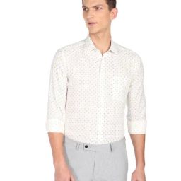 Arrow Off-White Cotton Slim Fit Printed Shirt-picture-43
