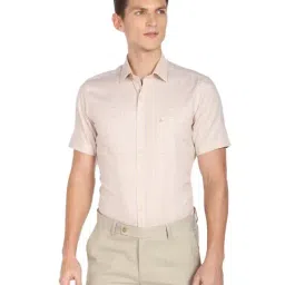 Arrow Beige Cotton Slim Fit Checks Shirt-picture-28