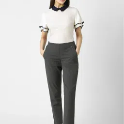 Van Heusen Grey Regular Fit Mid Rise Trousers image 4