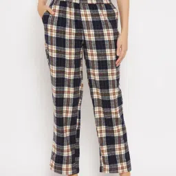 Clovia Blue & Beige Check Pyjamas-picture-11