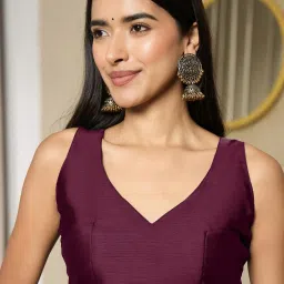 Saree Mall Magenta Satin Embellished Saree with Blouse Piece image 4