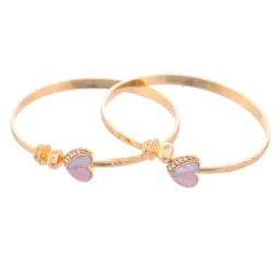 VOJ Gold Plated Stone Studded Heart Shaped Classic Bangles Set of 2 image 4