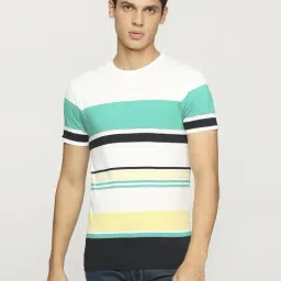 Pepe Jeans Sport Green & White Cotton Slim Fit Striped T-Shirt-image-27