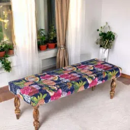 Ikiriya Cairo Blue Sheesham Wood Mid Century Bench-image-73