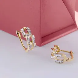 Mia by Tanishq Twist Charm 14k Gold & Diamond Hoop Earrings for Women-picture-37