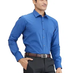 Park Avenue Blue Slim Fit Texture Shirt image 4