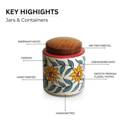 ExclusiveLane White & Brown Ceramic Persian Floral Storage Container - Set of 2 image 4