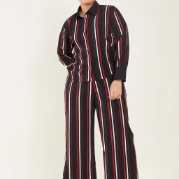 CURVE BY KASSUALLY Black Striped Shirt With Pants image 4