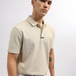 Gant Beige Cotton Regular Fit Polo T-Shirt image 4