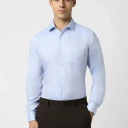 Van Heusen Blue Cotton Regular Fit Texture Shirt-picture-40