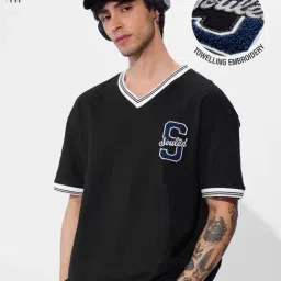 The Souled Store Black Cotton Oversized T-Shirts-image-10