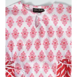 Bella Moda Kids Maroon Printed Full Sleeves Kurti with Pants image 4